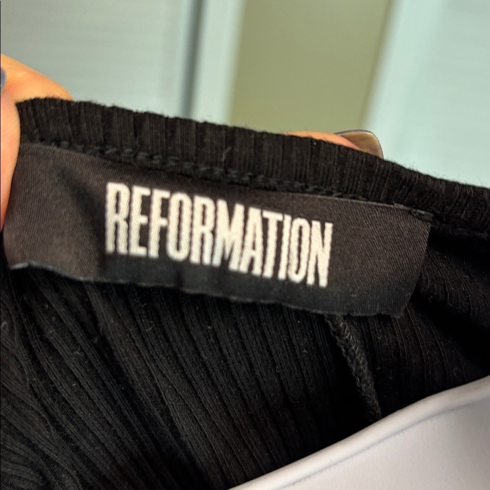 Reformation  Sicily Black Ribbed Top - Picture 6 of 7